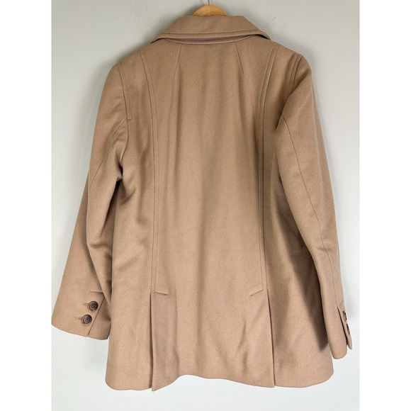 J Crew Wool Blend Double Breasted Peacoat Thinsulate Lining Tan M Neutral Mature - Picture 2 of 7